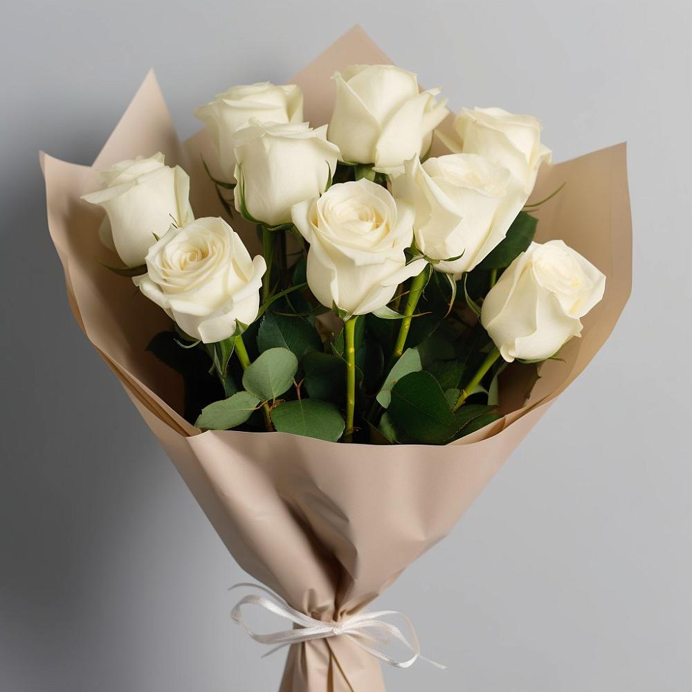 Букет 9 Белых роз Эдлесс Лав в Парфентьево