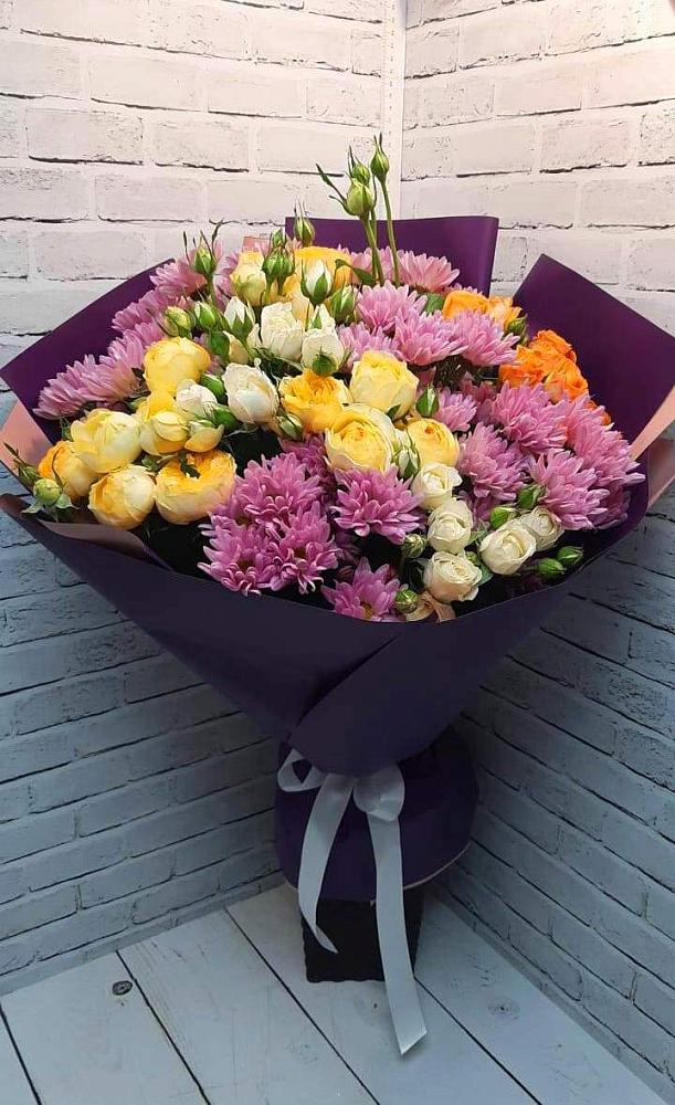 Букет цветов из: Хризантемы и Розы в Парфентьево