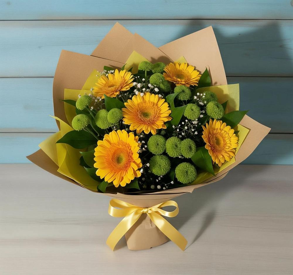Букет цветов из: Герберы и Хризантемы в Парфентьево