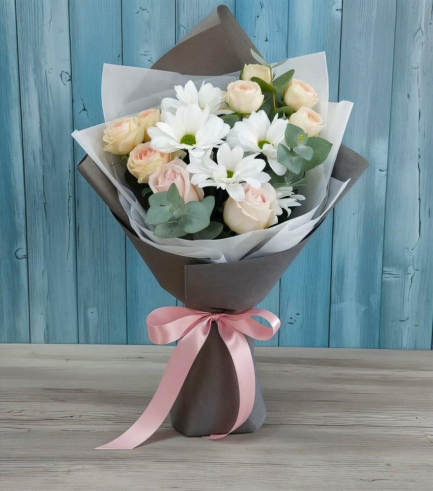 Букет цветов из: Хризантемы и Розы в Парфентьево