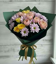 Букет цветов из:  Хризантемы и Розы #REPLACE_PRED# Парфентьево