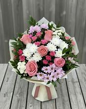 Букет цветов из:  Альстромерии, Гвоздики, Розы и Хризантемы #REPLACE_PRED# Парфентьево