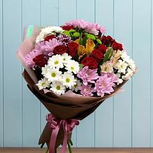 Букет цветов из:  Розы, Хризантемы и Альстромерии в Парфентьево