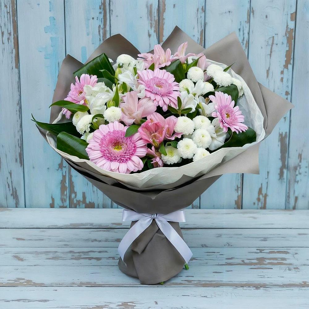 Букет цветов из: Герберы, Альстромерии и Хризантемы в Парфентьево