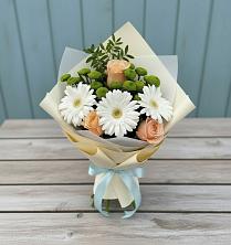 Букет цветов из:  Герберы, Розы и Хризантемы в Парфентьево