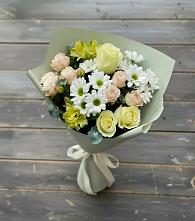 Букет цветов из:  Альстромерии, Розы и Хризантемы в Парфентьево