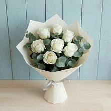 Букет Белые розы в Эвкалипте в Парфентьево