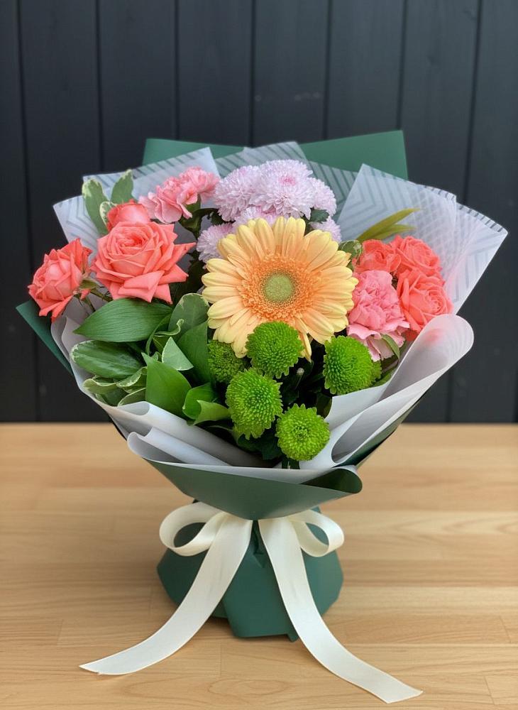 Букет цветов из: Гвоздики, Розы, Герберы и Хризантемы в Парфентьево