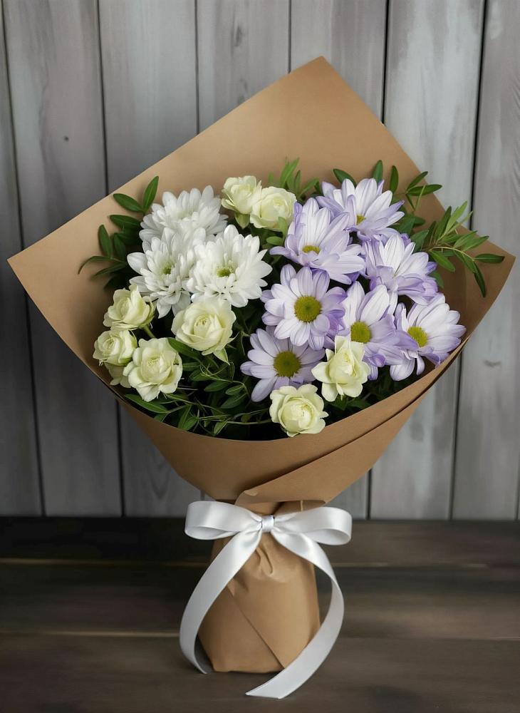 Букет цветов из: Хризантемы и Розы в Парфентьево