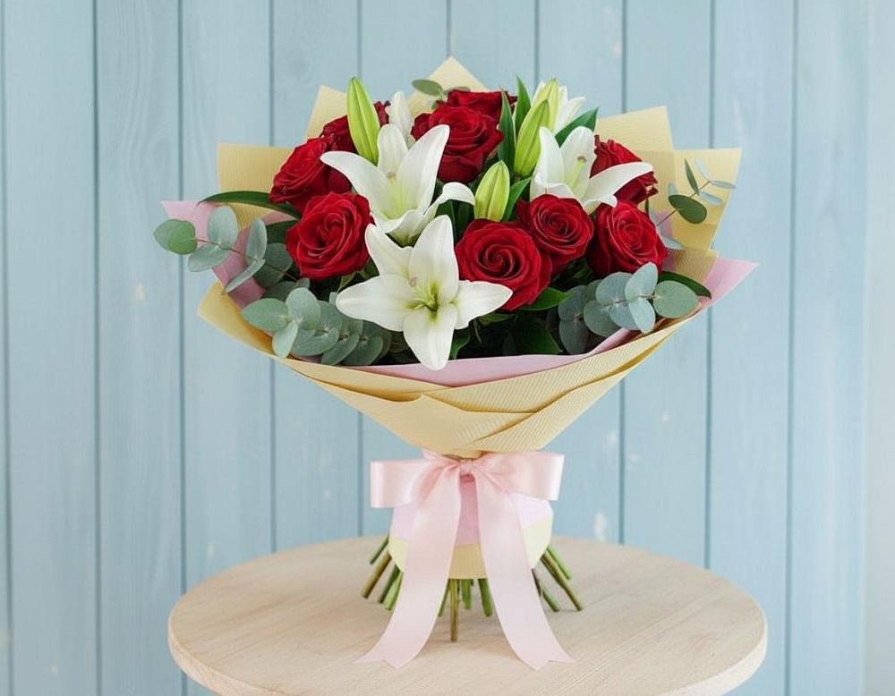 Букет цветов из: Лилии и Розы в Парфентьево